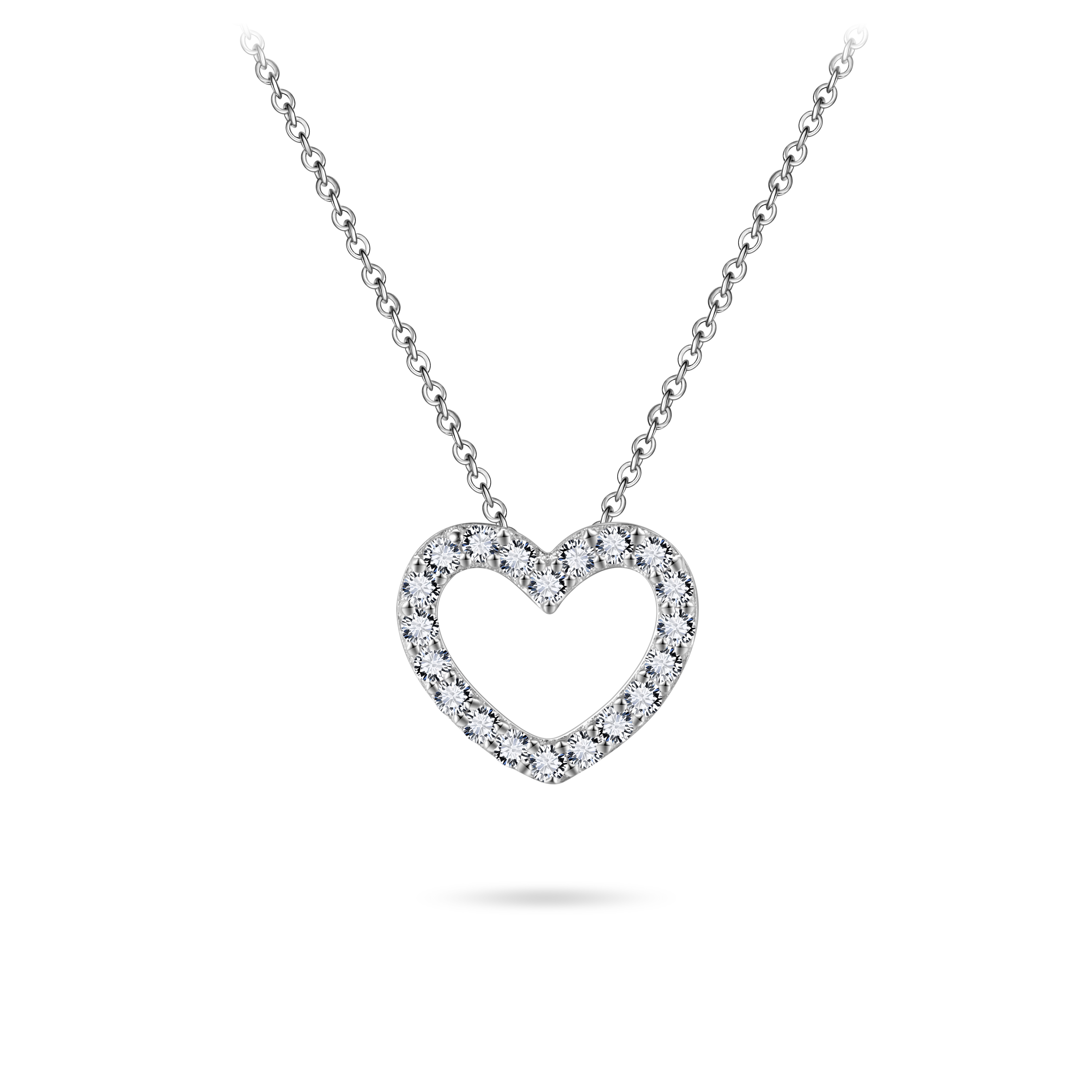 Gisser Jewels Silver Rhodium Plated Sparkling Heart Necklace