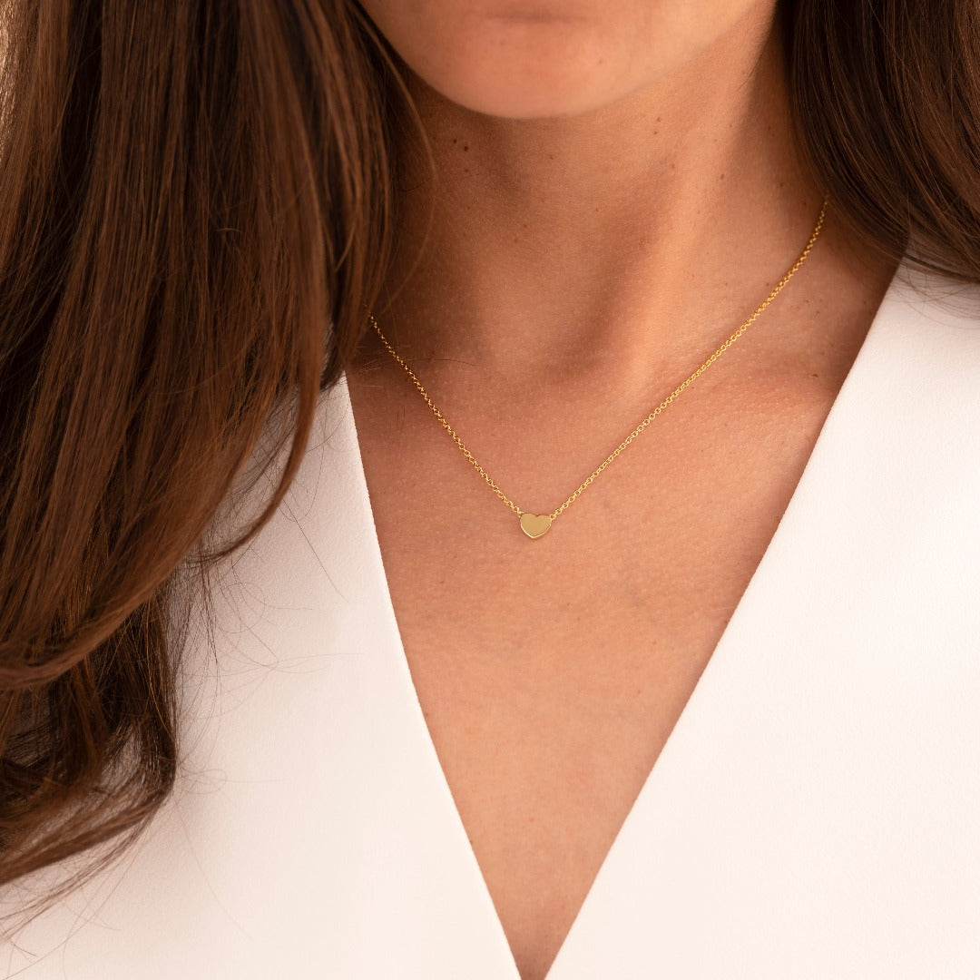 Minimal Heart Necklace | Gold Plated Silver | Gisser Jewels-2