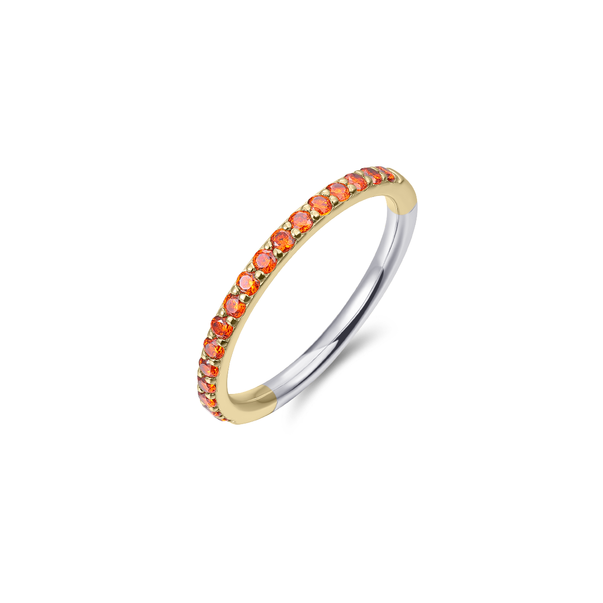 Orange Pave Stackable Ring | Silver Gold Plated | Gisser Jewels-1