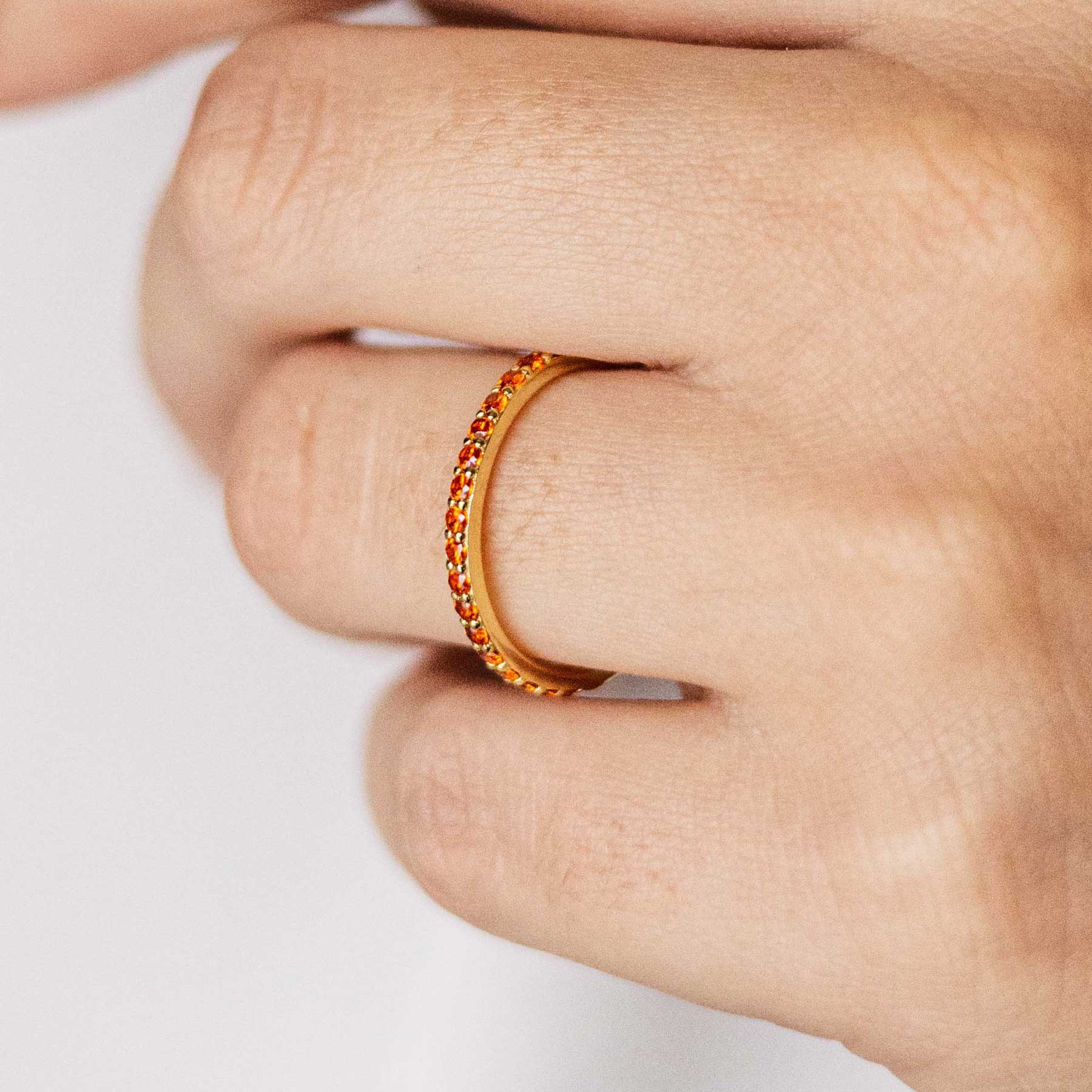 Orange Pave Stackable Ring | Silver Gold Plated | Gisser Jewels-2