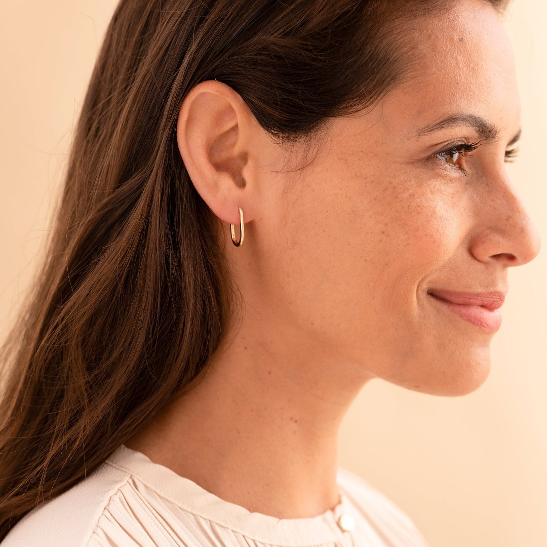 Paperclip Hoop Earrings | 14k Yellow Gold | Gisser Jewels-2