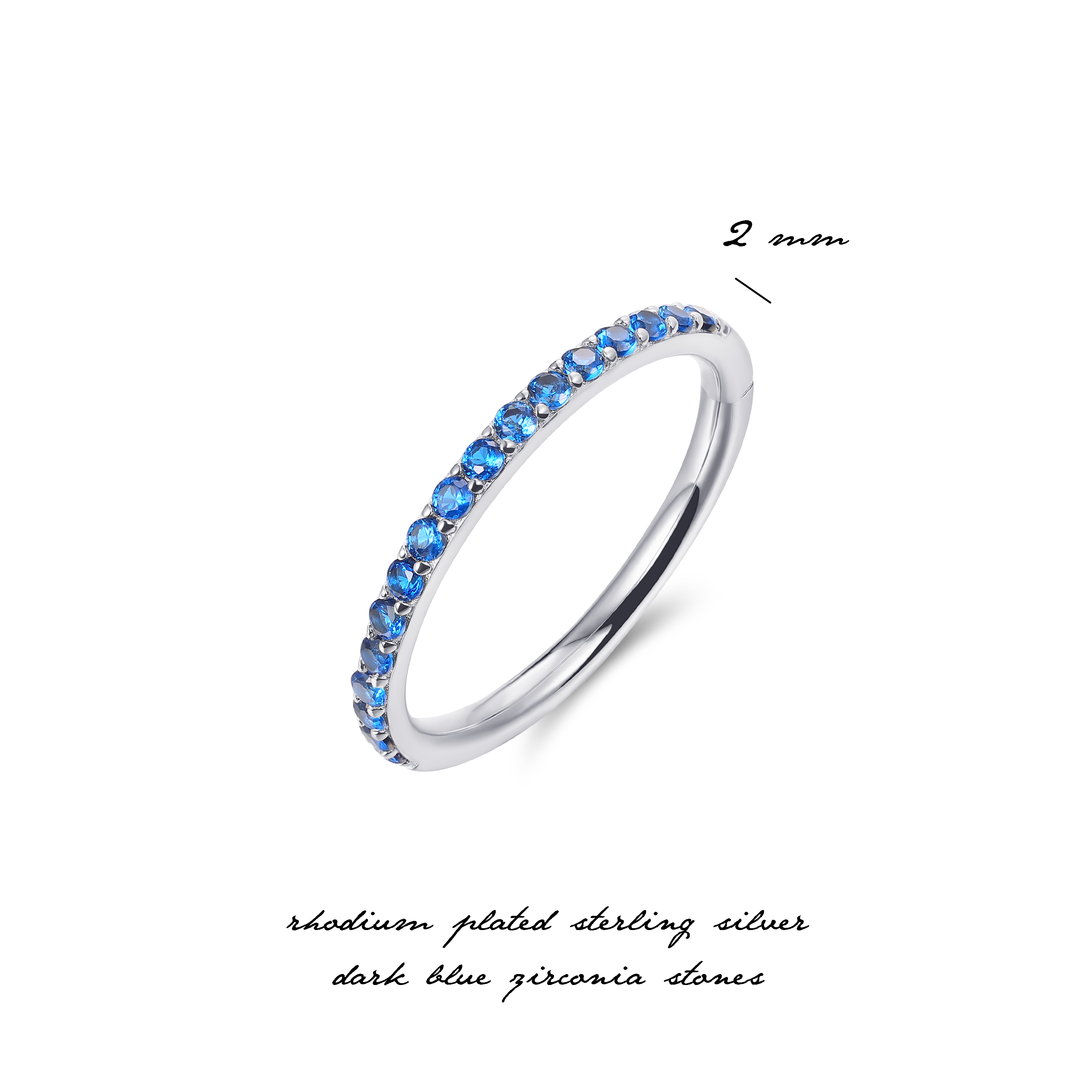 Gisser Jewels Silver Rhodium Plated Pave Stackable Ring