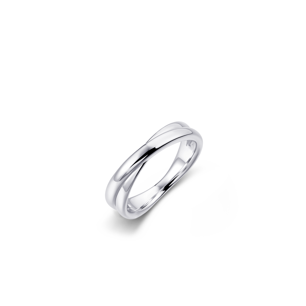 Crossing Bold Bands Ring | Silver Rhodium Plated | Gisser Jewels-1