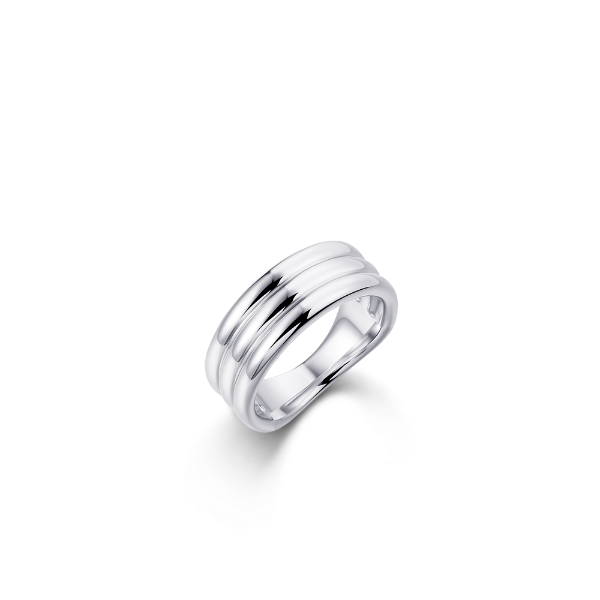 Gisser Jewels Silver Rhodium Plated Triple Bold Bands Ring-1