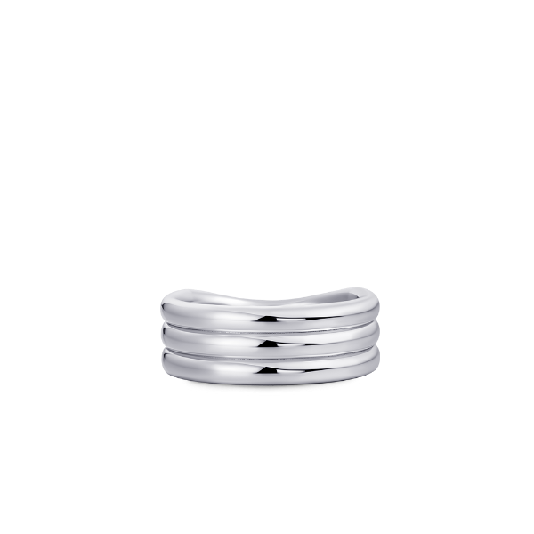 Gisser Jewels Silver Rhodium Plated Triple Bold Bands Ring-3
