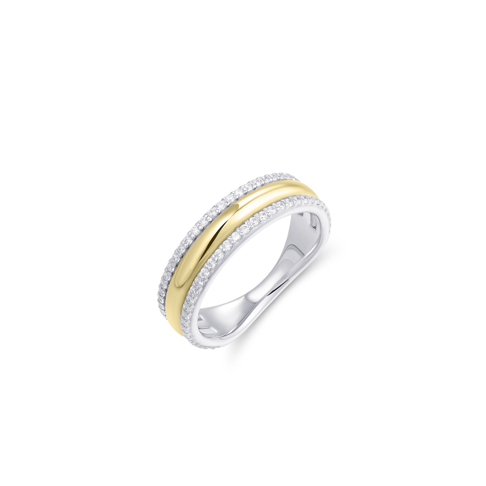 Gisser Jewels Silver Gold Plated Shimmering Bold Bands Ring