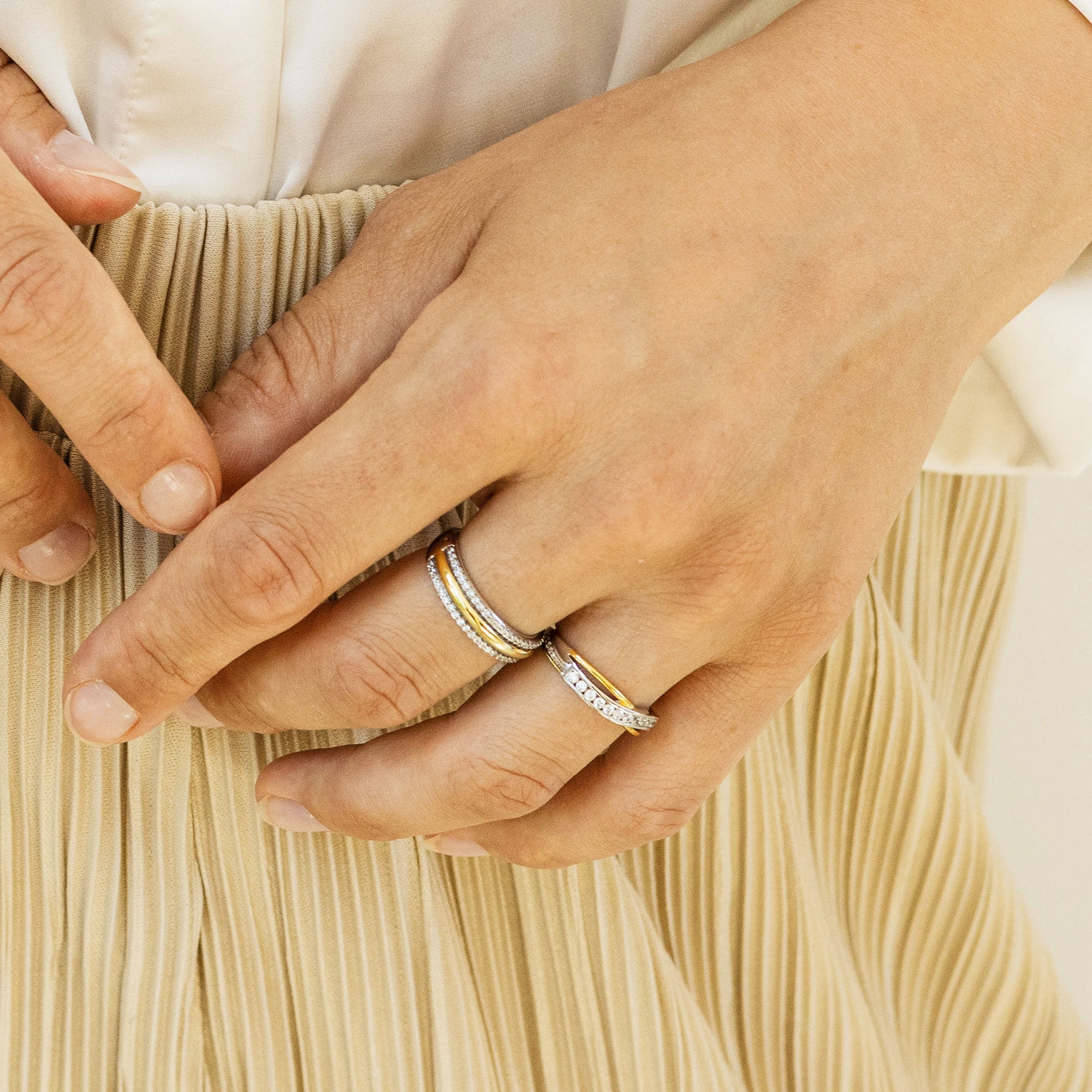 Shimmering Bold Bands Ring | Silver Gold Plated | Gisser Jewels-2