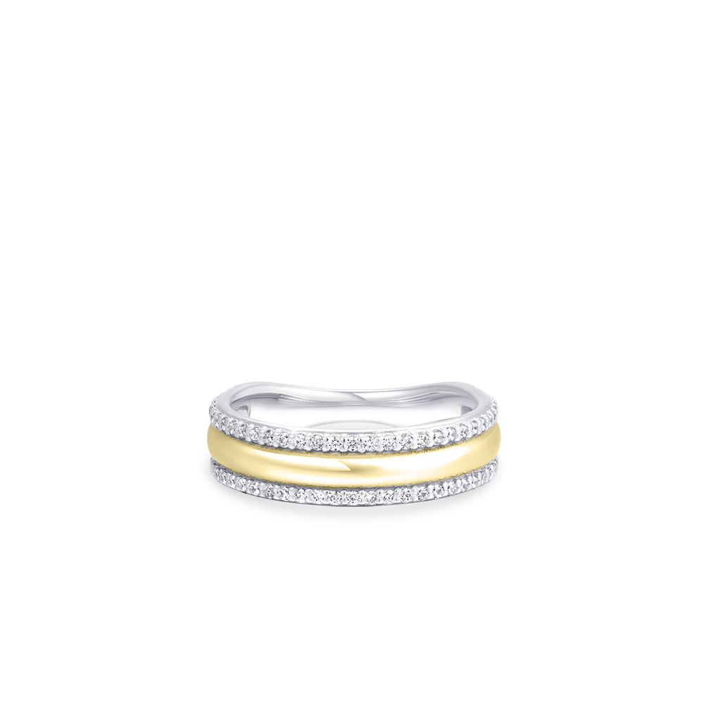 Shimmering Bold Bands Ring | Silver Gold Plated | Gisser Jewels-3