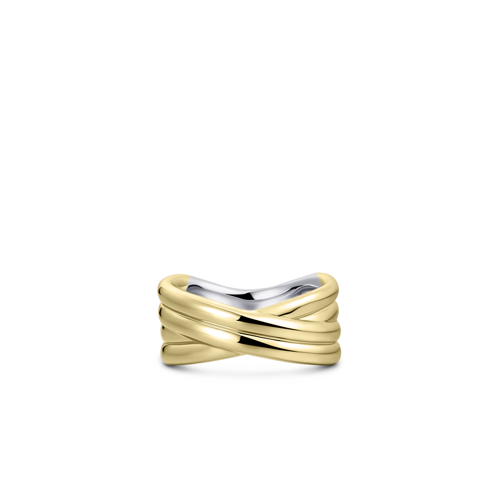 Gisser Jewels Silver Gold Plated Maxi Crossover Bold Bands Ring