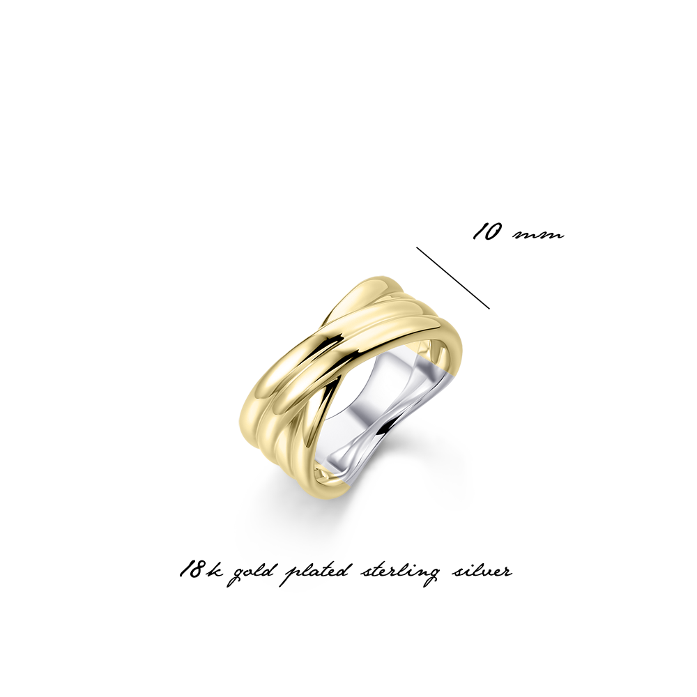 Gisser Jewels Silver Gold Plated Maxi Crossover Bold Bands Ring