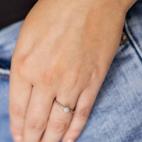 Silver Dashing Details Pave Ring | Silver Rhodium Plated | Gisser Jewels-2