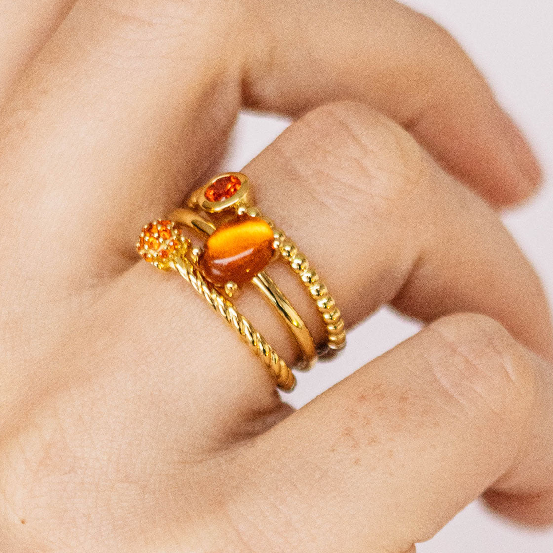 Gisser Jewels Silver Gold Plated Dashing Details Ring with Stone