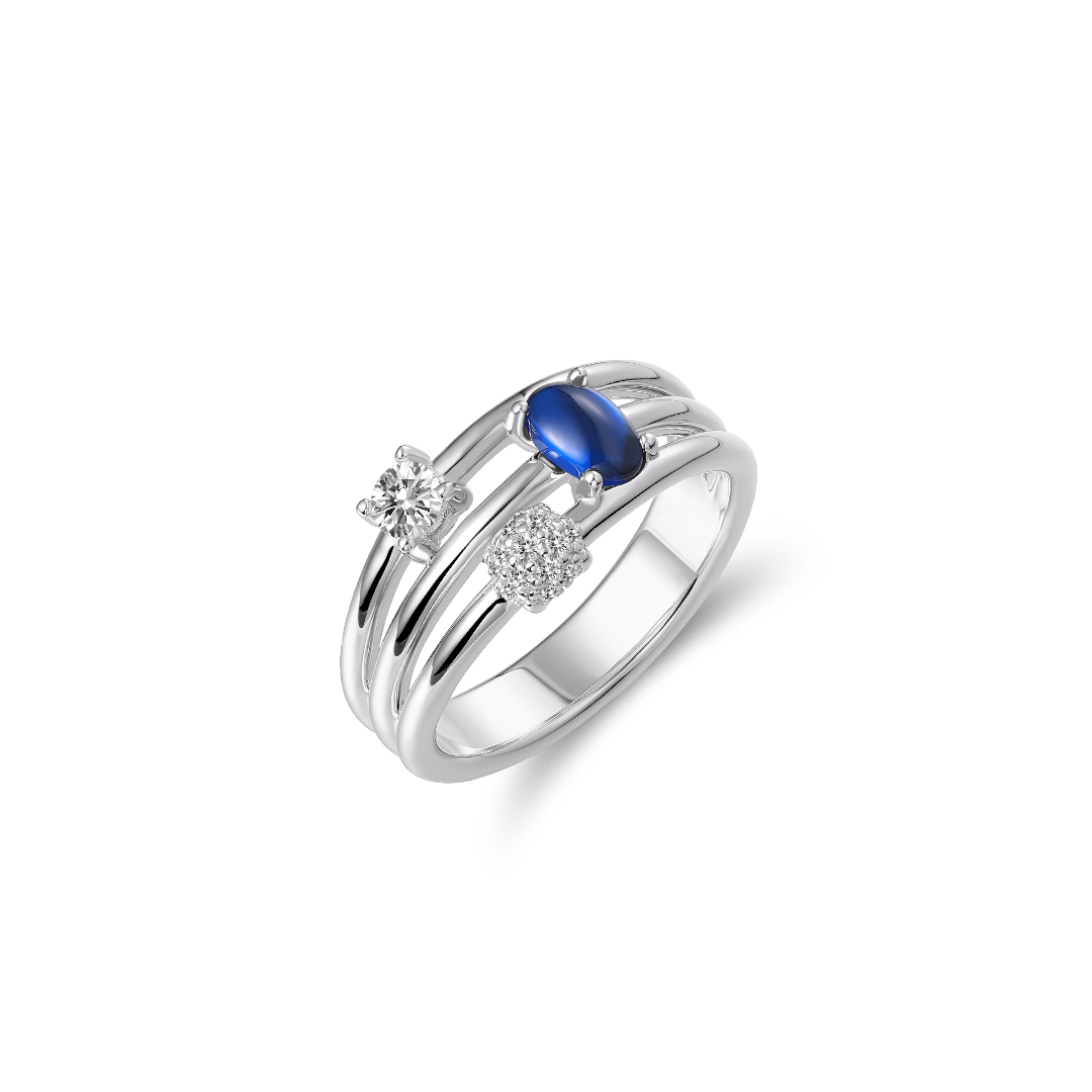 Dashing Details Cocktail Ring Blue | Silver Rhodium Plated | Gisser Jewels