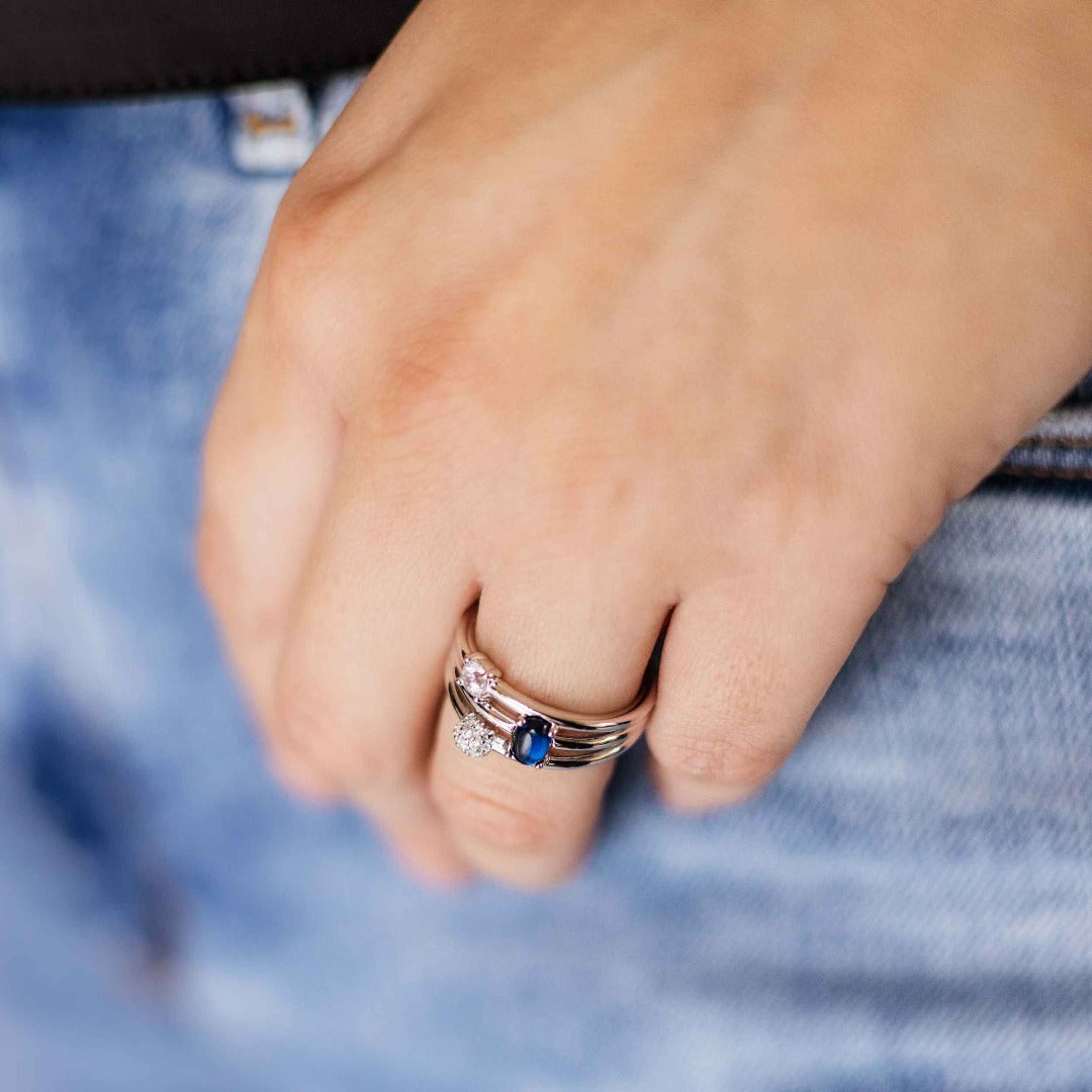 Dashing Details Cocktail Ring Blue | Silver Rhodium Plated | Gisser Jewels