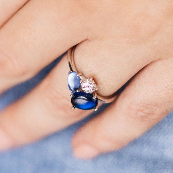 Gisser Jewels Silver Rhodium Plated Dashing Details Combo Ring-2
