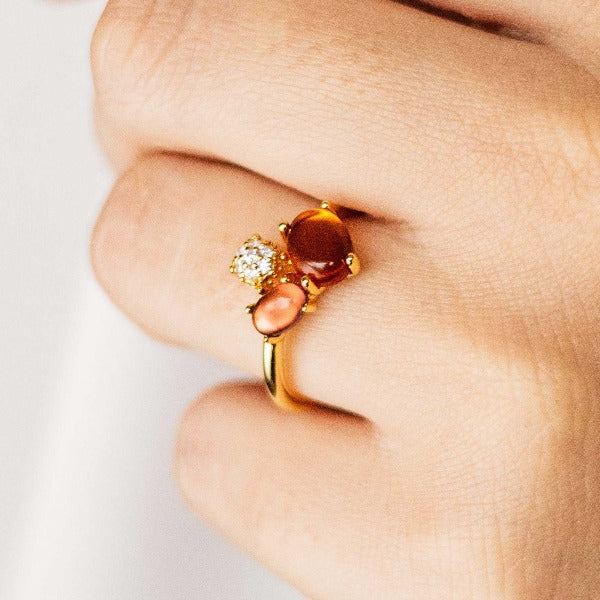 Gisser Jewels Silver Gold Plated Dashing Details Combo Ring