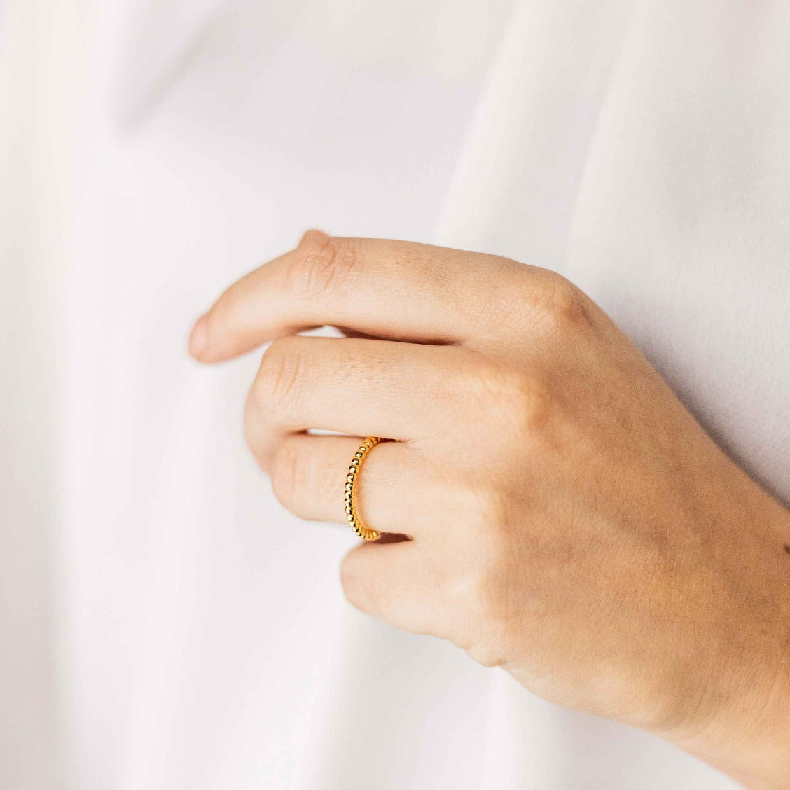 Beaded Stacking Ring | Silver Gold Plated | Gisser Jewels