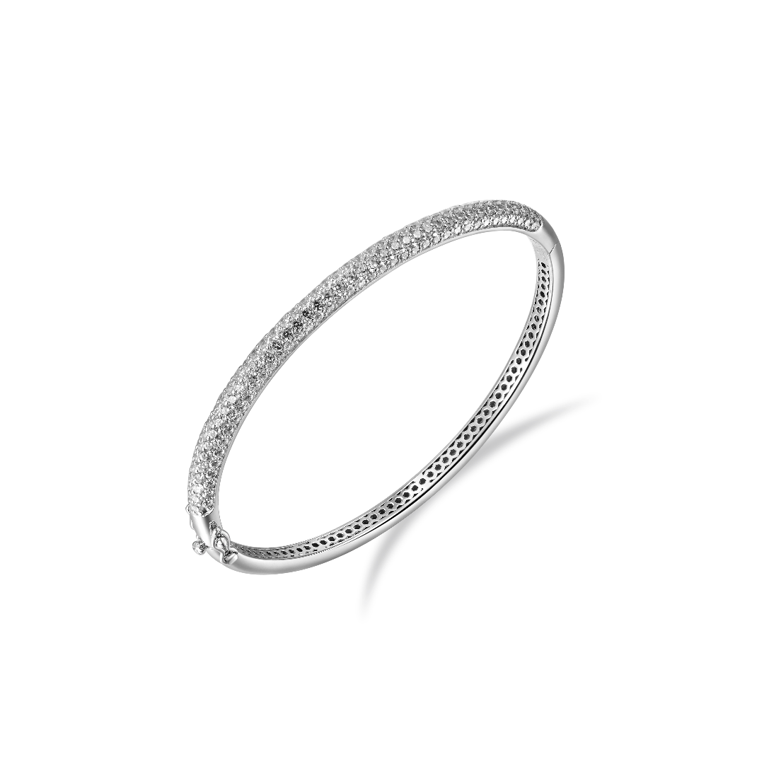 Gisser Jewels Silver Rhodium Plated Pave Bangle