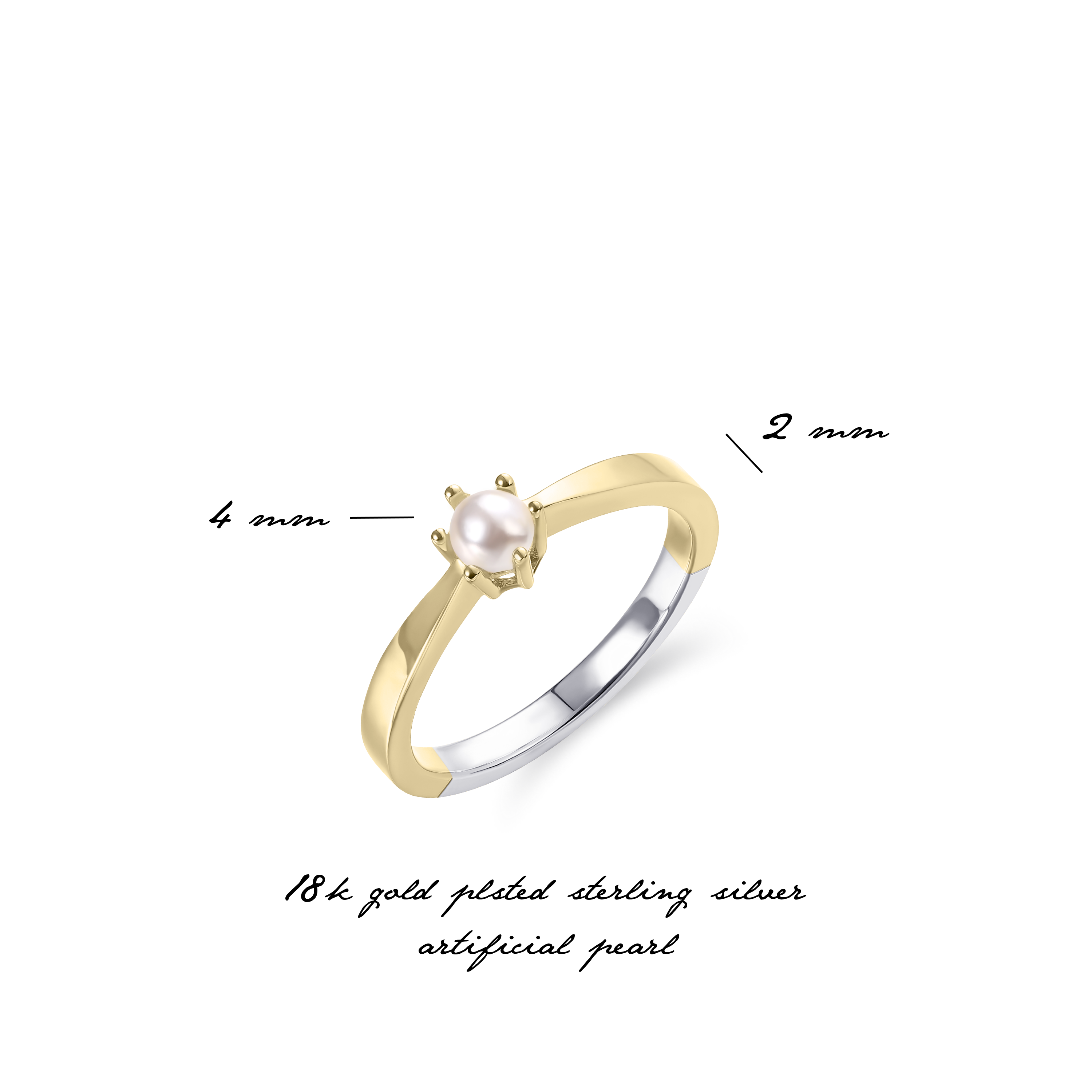 Gisser Jewels Silver Gold Plated It's a Classic Pearl Ring