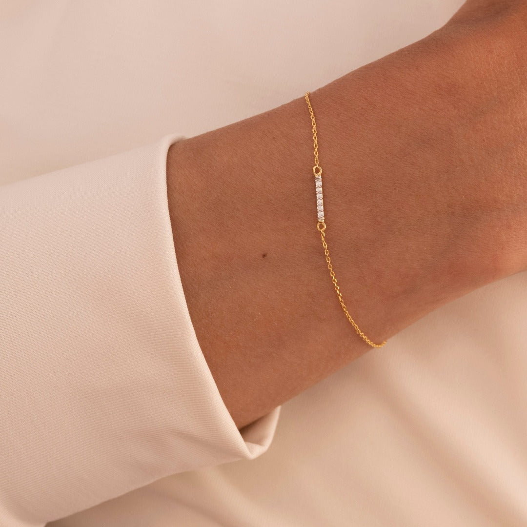 Gisser Jewels 14k Gold Plated Pave Bar Bracelet