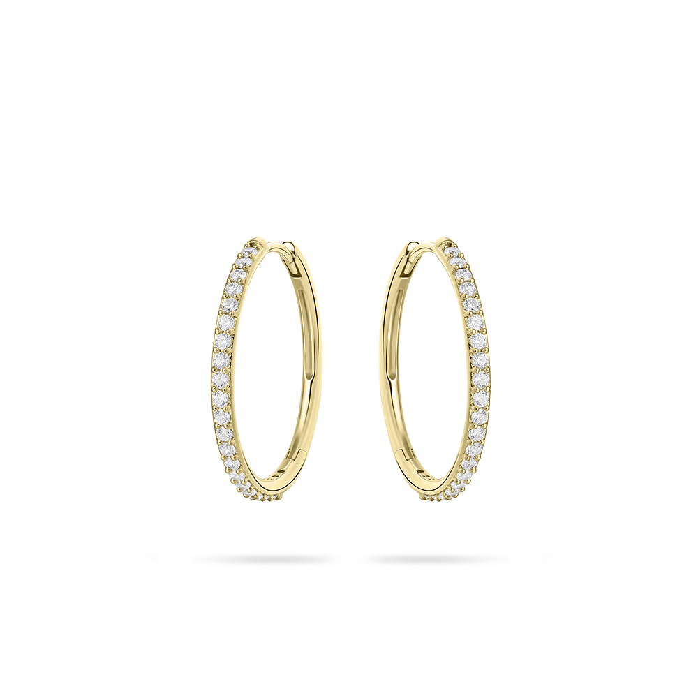 Gisser Jewels 14k Gold Plated Maxi Pave Hoop Earrings-1