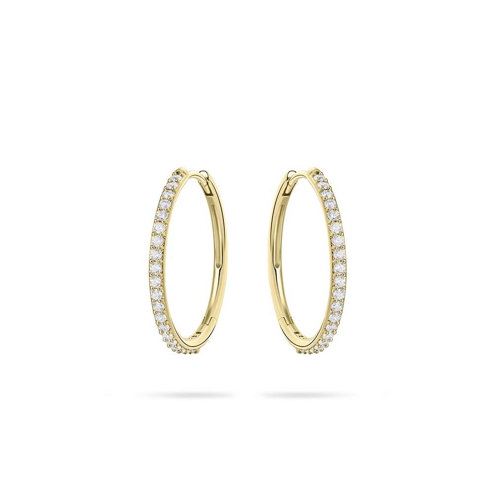 Gisser Jewels 14k Gold Plated Maxi Pave Hoop Earrings
