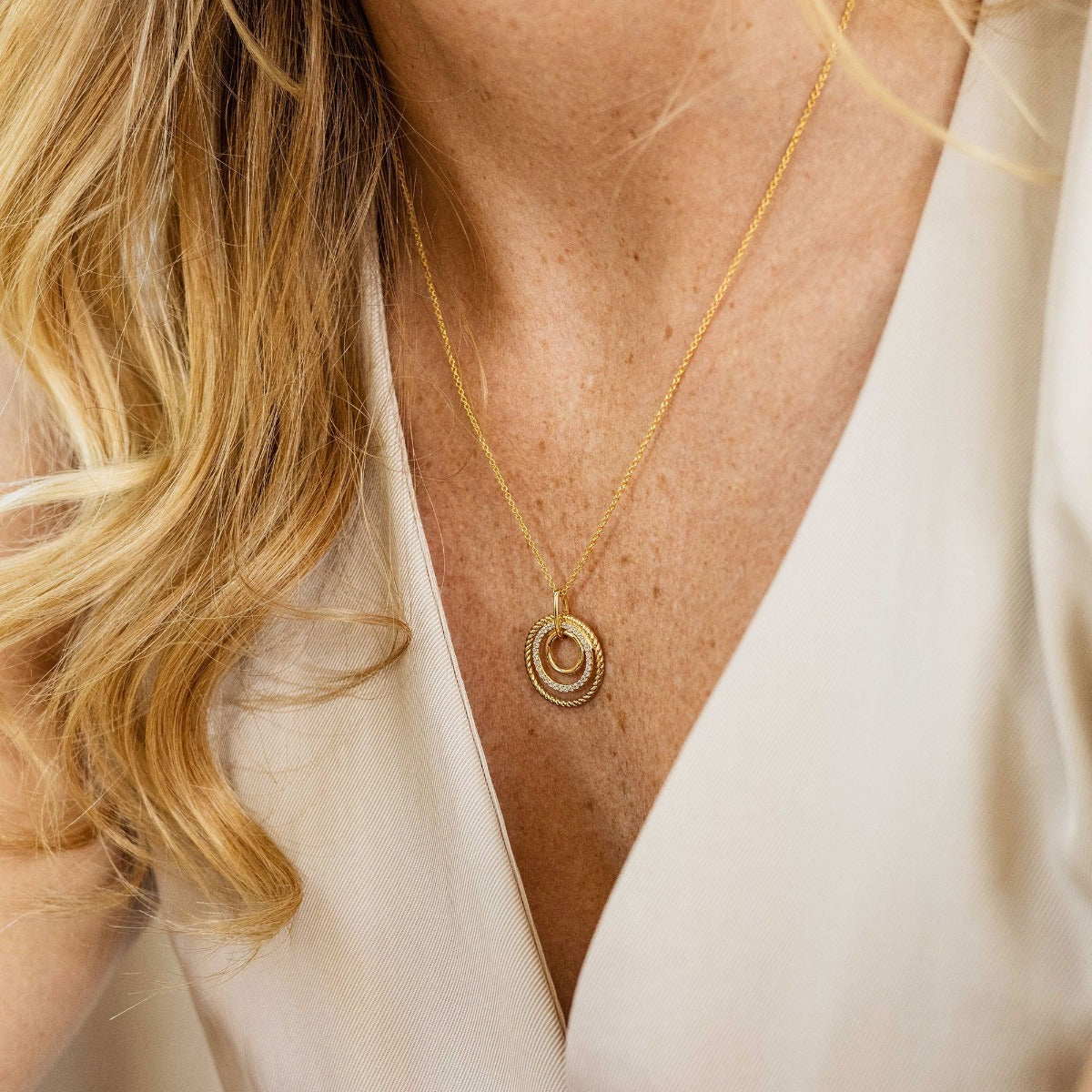 Triple Surface Pendant | 14k Gold | Gisser Jewels-2
