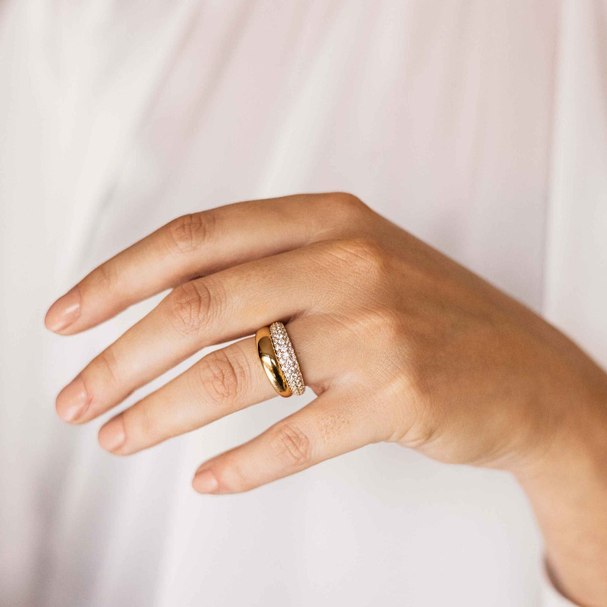Pave Dome Ring | 14k Yellow Gold | Gisser Jewels