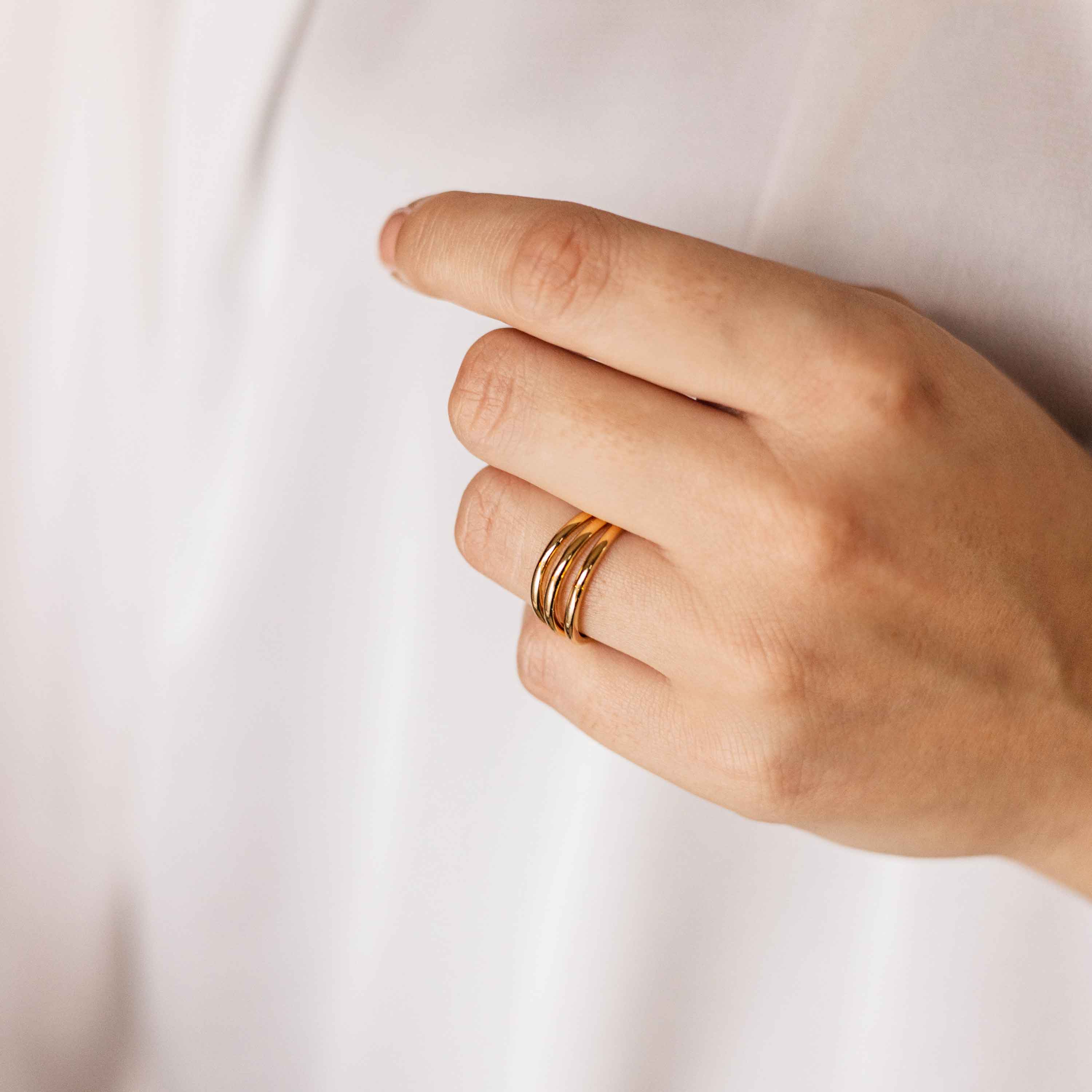 Gisser Jewels 14k Gold Plated Triple Polished Band Ring-2