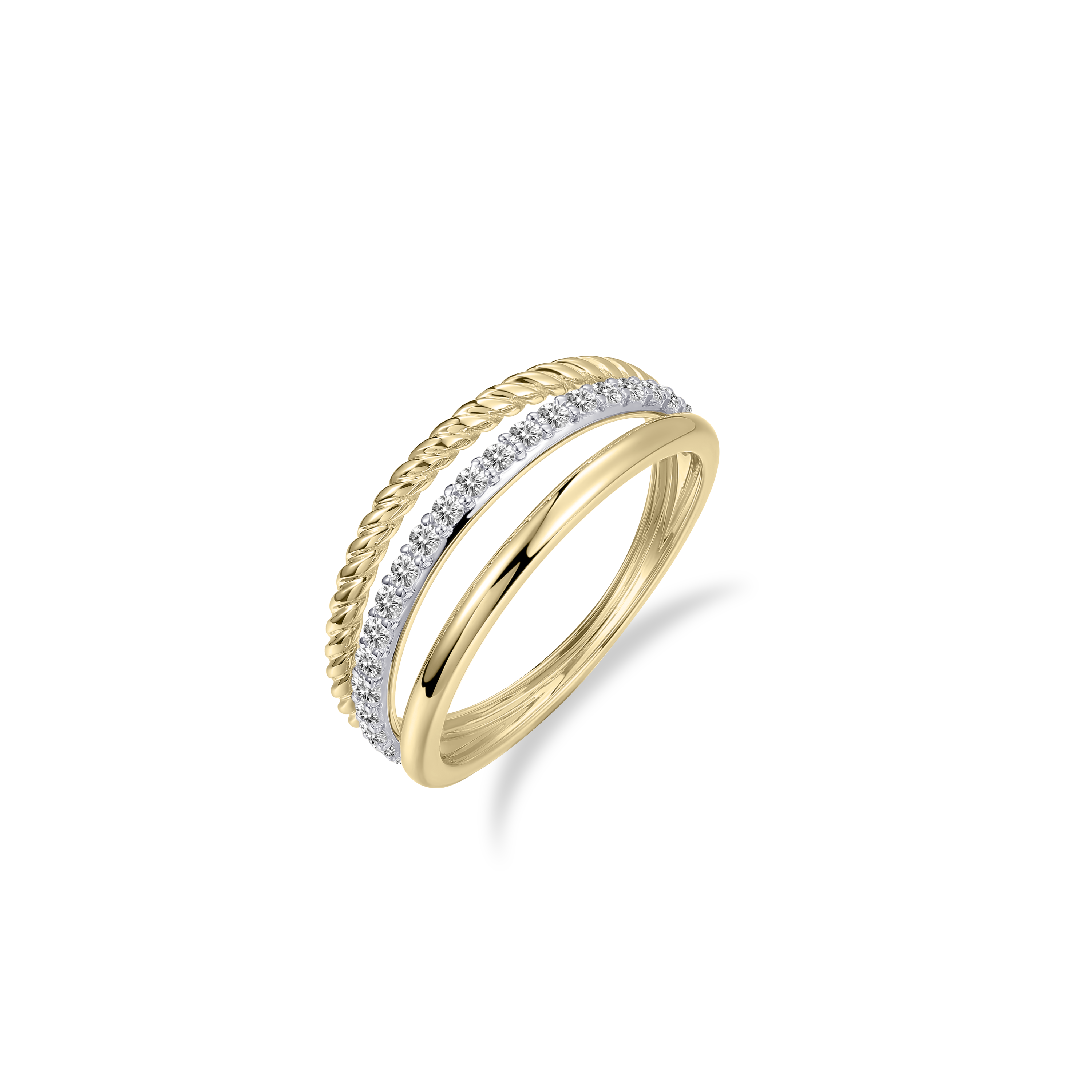Gisser Jewels 14k Gold Plated Triple Surface Ring-1