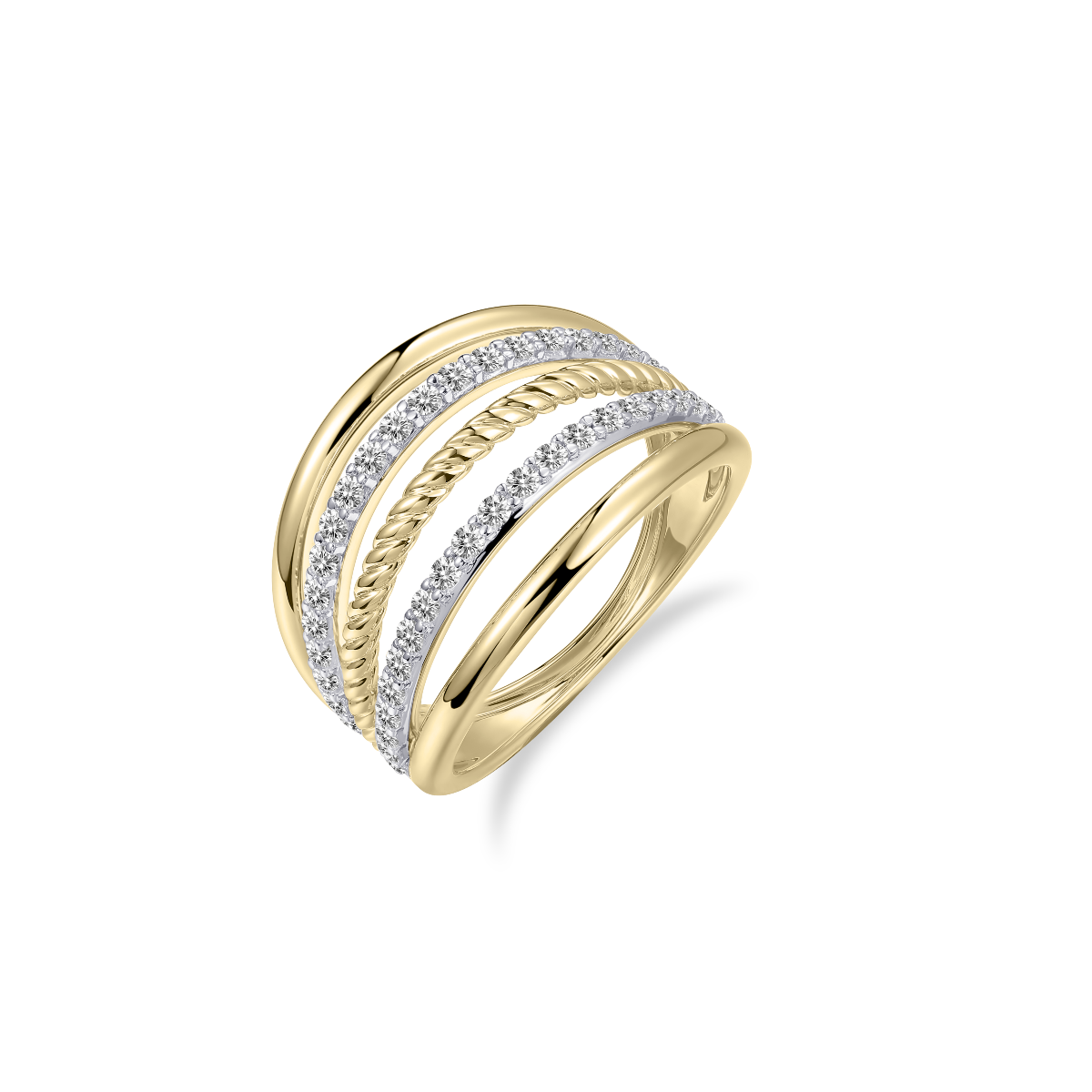 Gisser Jewels 14k Gold Plated Maxi Triple Surface Ring