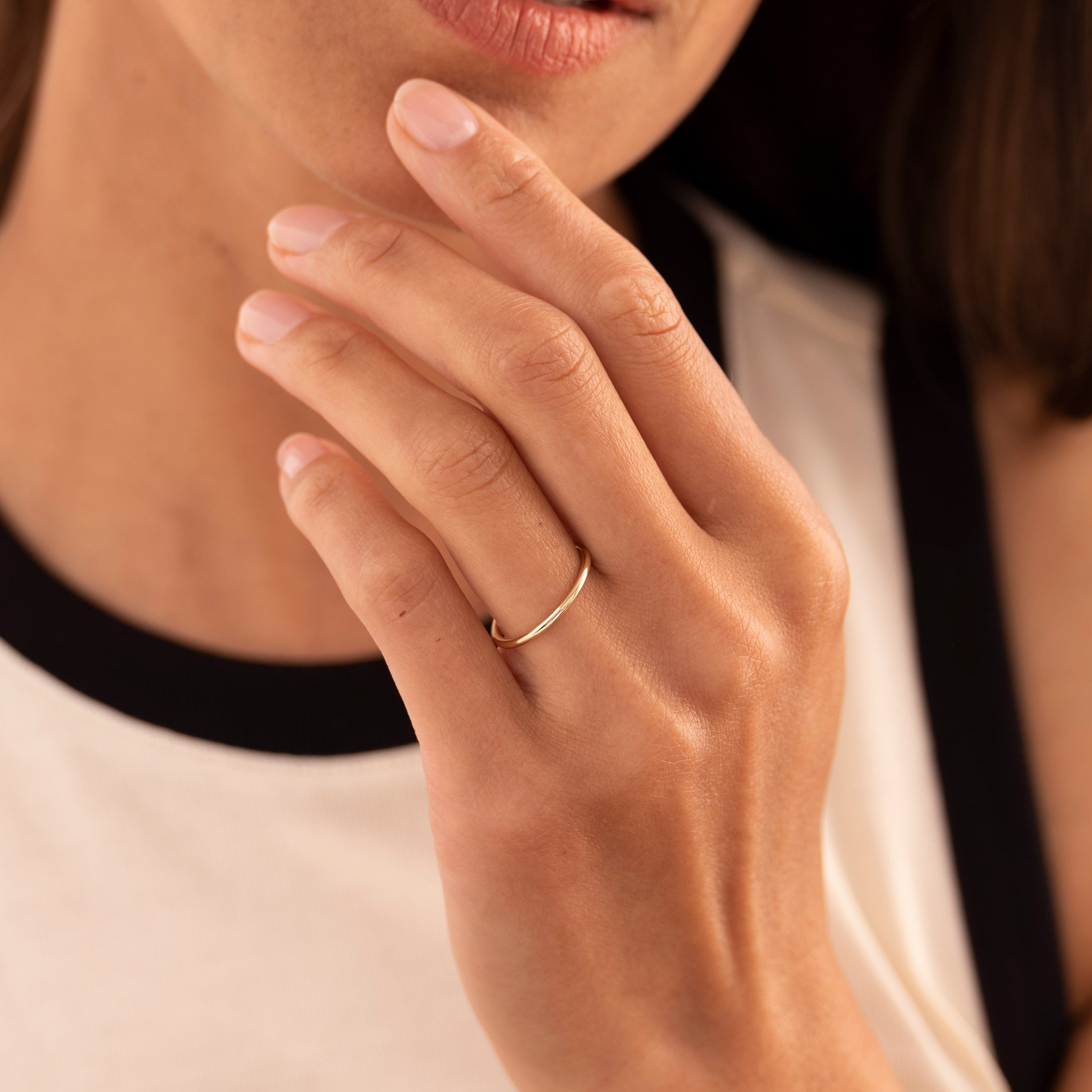 Tiny Polished Stacker Ring | 14k Yellow Gold | Gisser Jewels-2