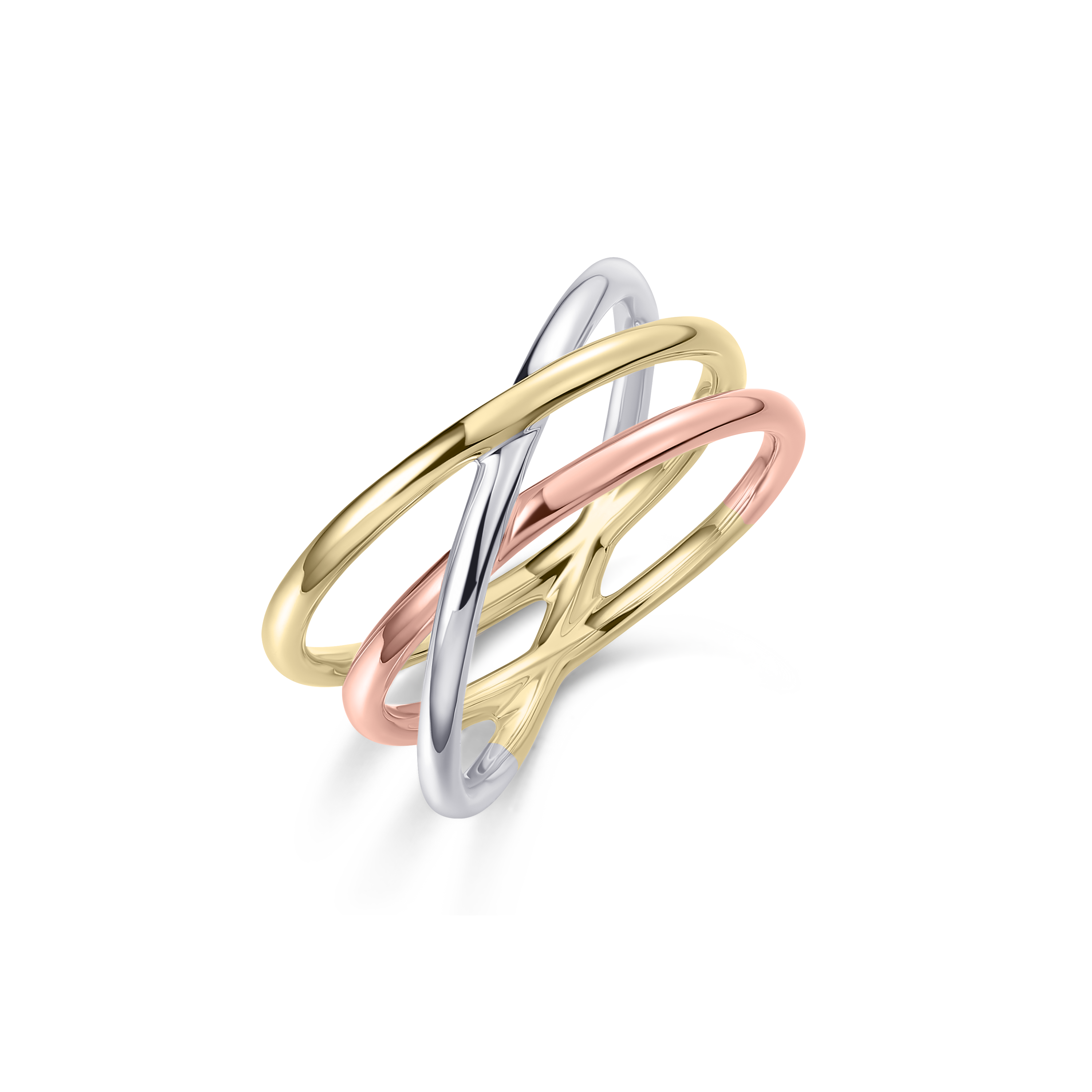 Gisser Jewels 14k Tri-Color Gold Plated Triple Crossover Ring-1