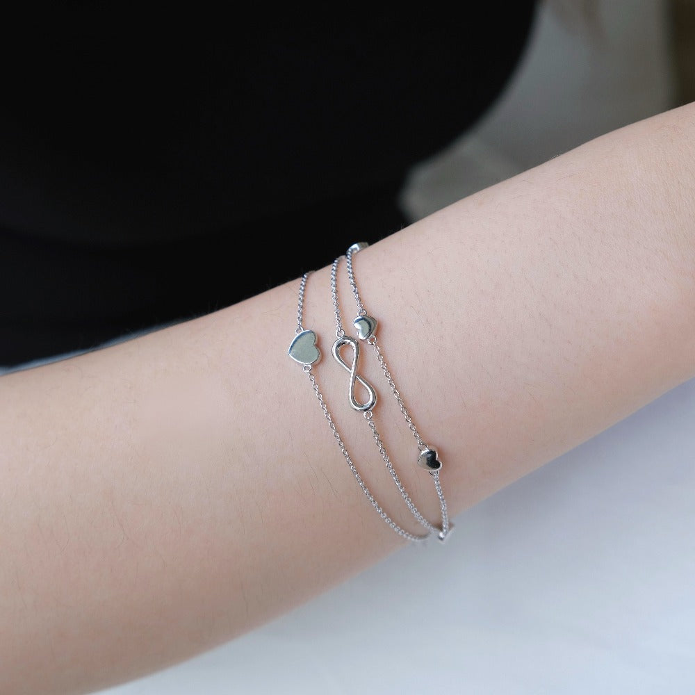 Infinity Bracelet Lovely Hearts Bracelet Minimal Heart Bracelet sterling silver-6