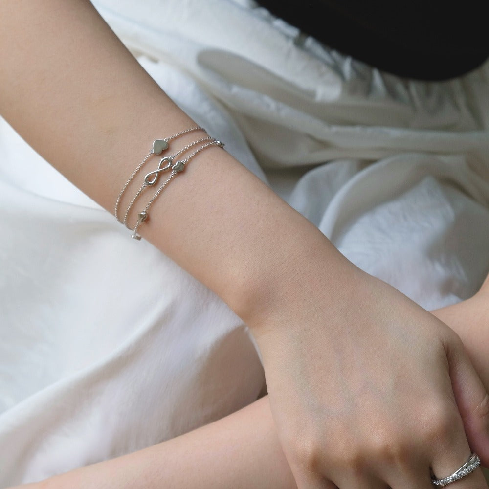 Infinity Bracelet Lovely Hearts Bracelet Minimal Heart Bracelet sterling silver-5