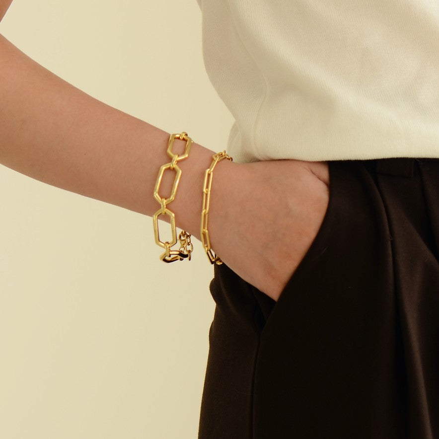 Beaded Ring 14k Gold Long Icon Link Bracelet