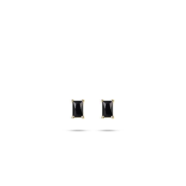 Black Baguette Ear Studs | Silver Gisser Jewels