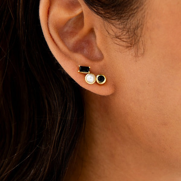 Black stud earrings | Silver Gisser Jewels