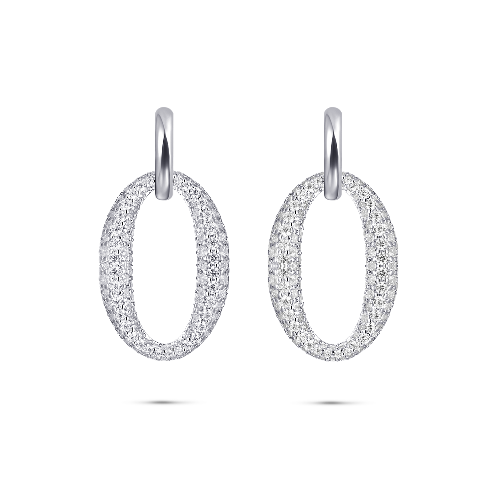 Sparkling Oval Ear Charms Silver Gisser Jewels