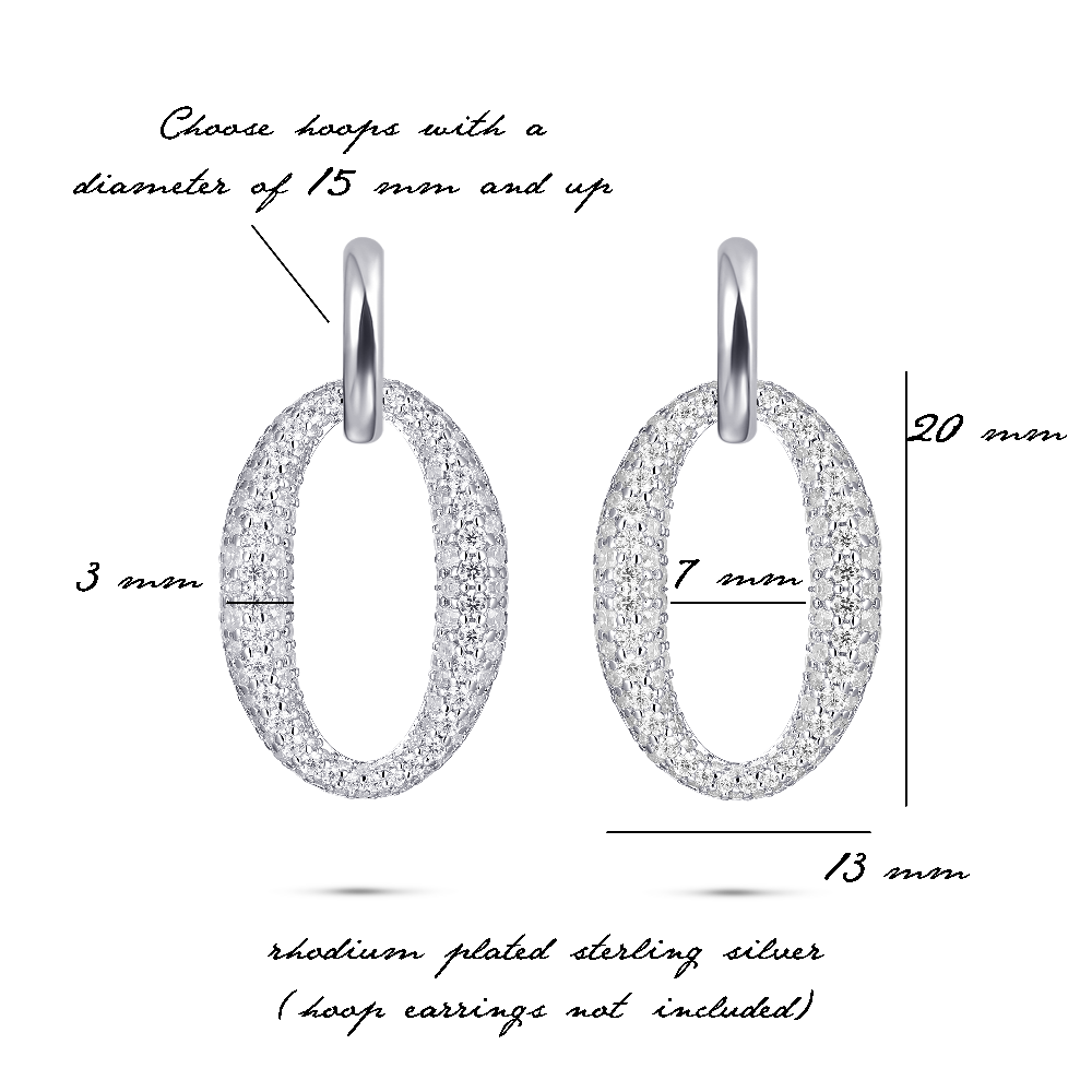Sparkling Oval Ear Charms Silver Gisser Jewels