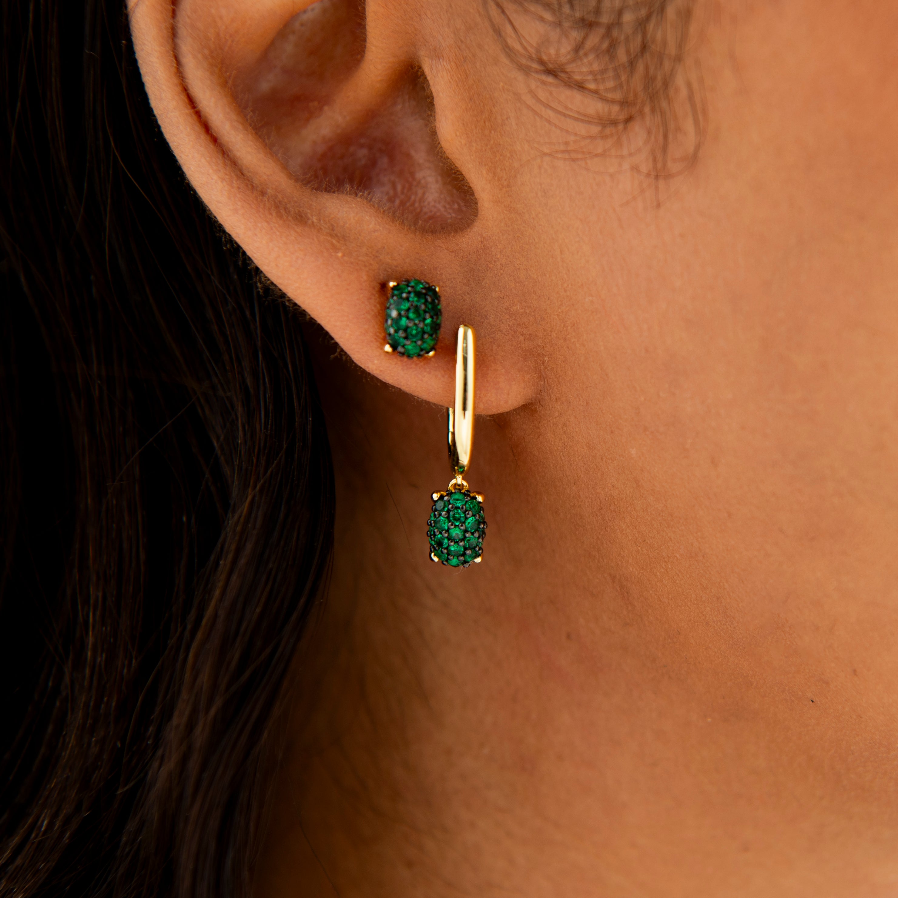 Dashing Details emerald green hoop earrings | Silver Gisser Jewels