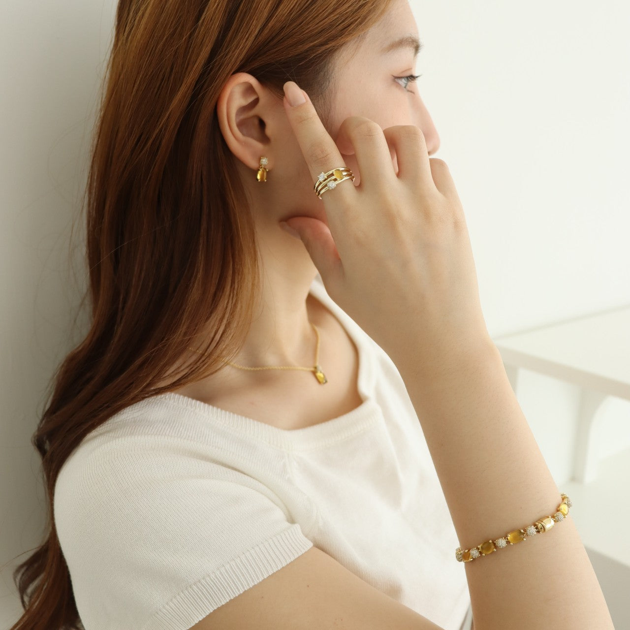 Dashing Details Honey Bracelet_Honey Dashing Details necklace_Honey Dashing Details Ear Studs 18k gold plated silver Gisser Jewels-2