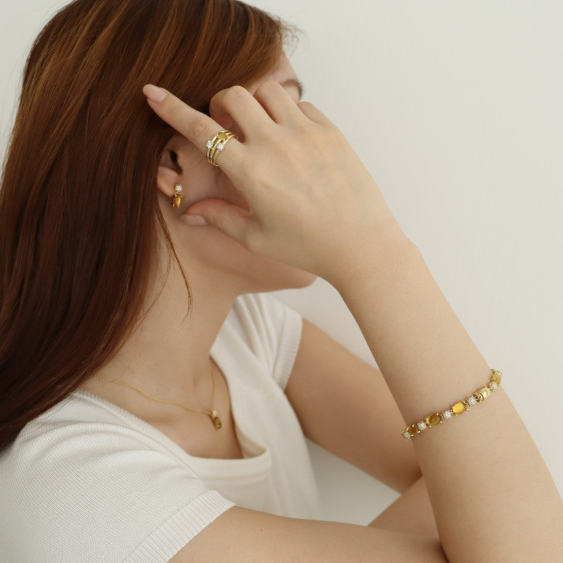 Dashing Details Honey Bracelet_Honey Dashing Details necklace_Honey Dashing Details Ear Studs 18k gold plated silver Gisser Jewels-1