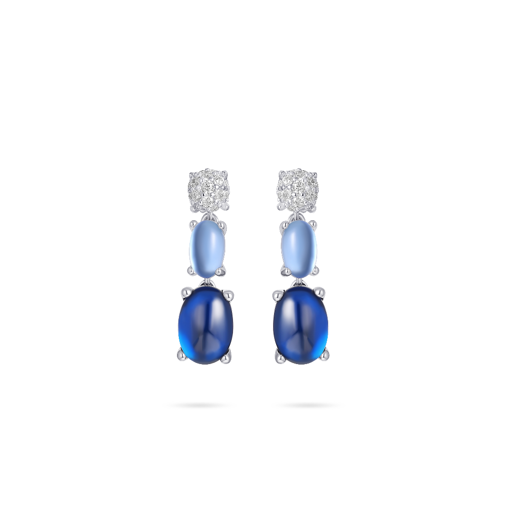 Silver Ear Studs with Blue Stones Silver Gisser Jewels