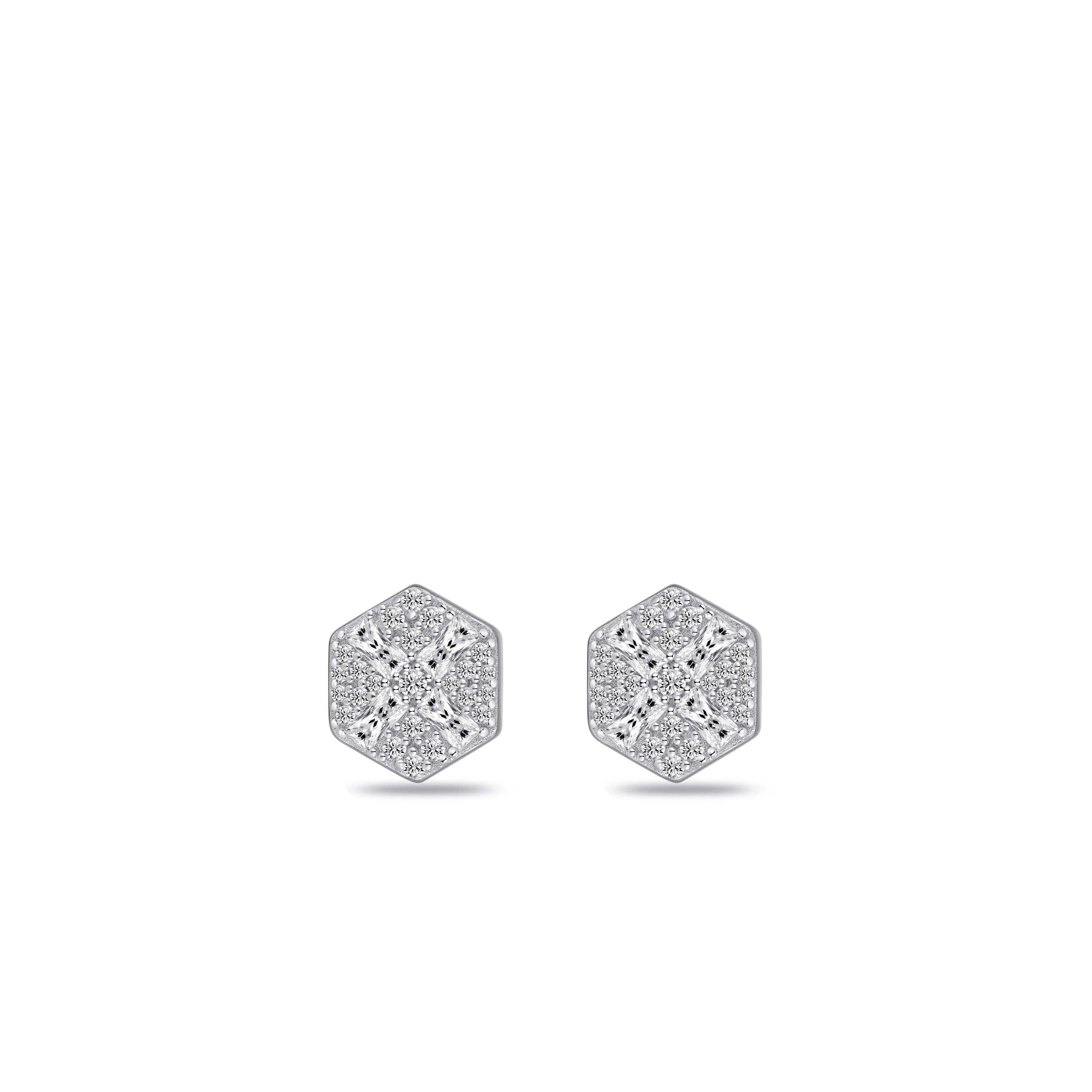 Hexagon Cross Ear Studs