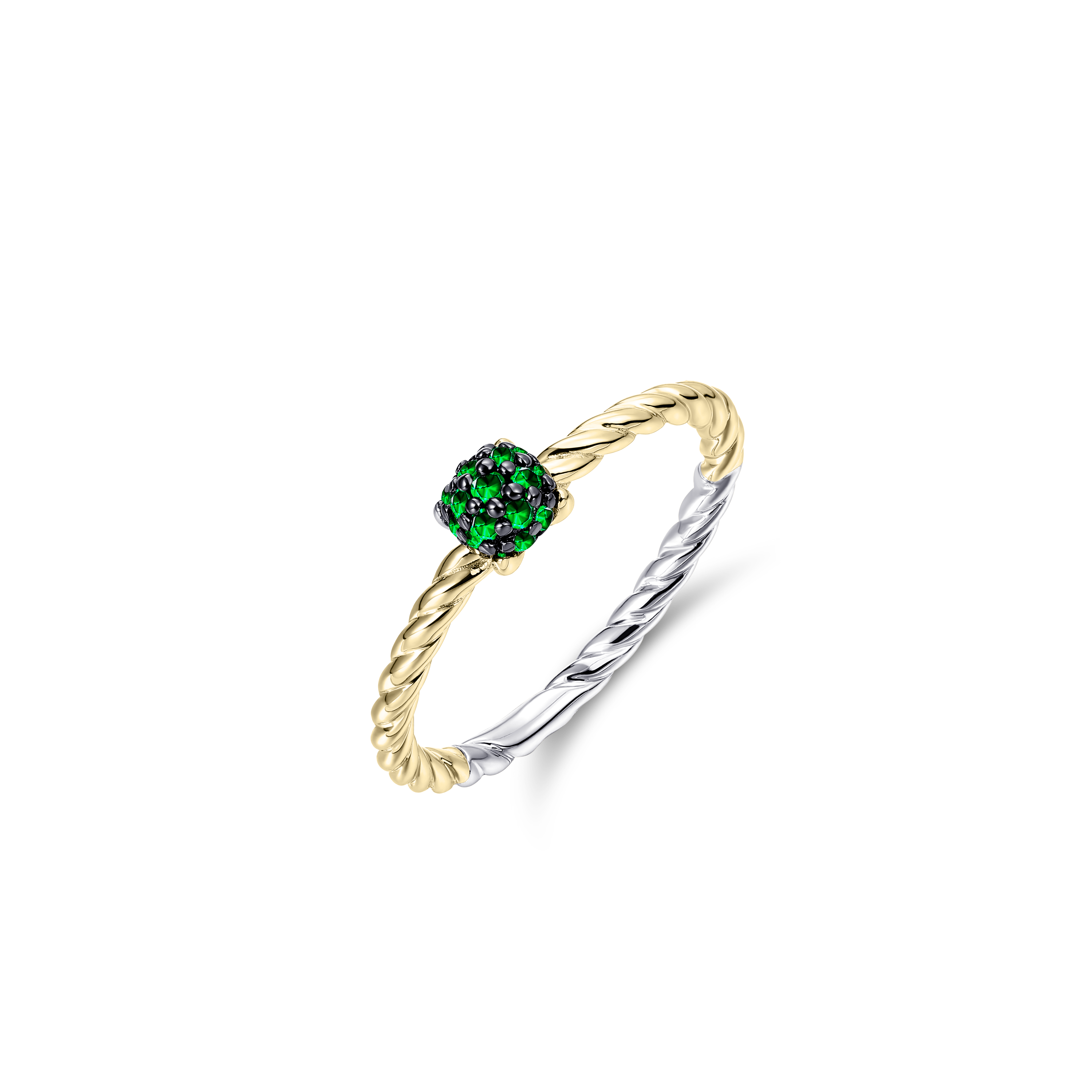 Emerald Green Dashing Details Pave Ring