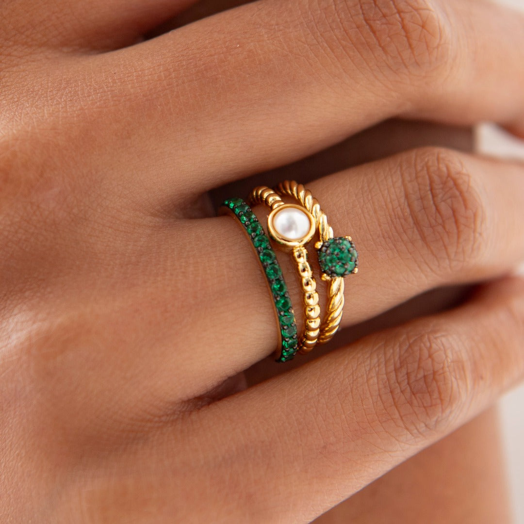 Emerald Green Pave Stacking Ring | Gisser Jewels