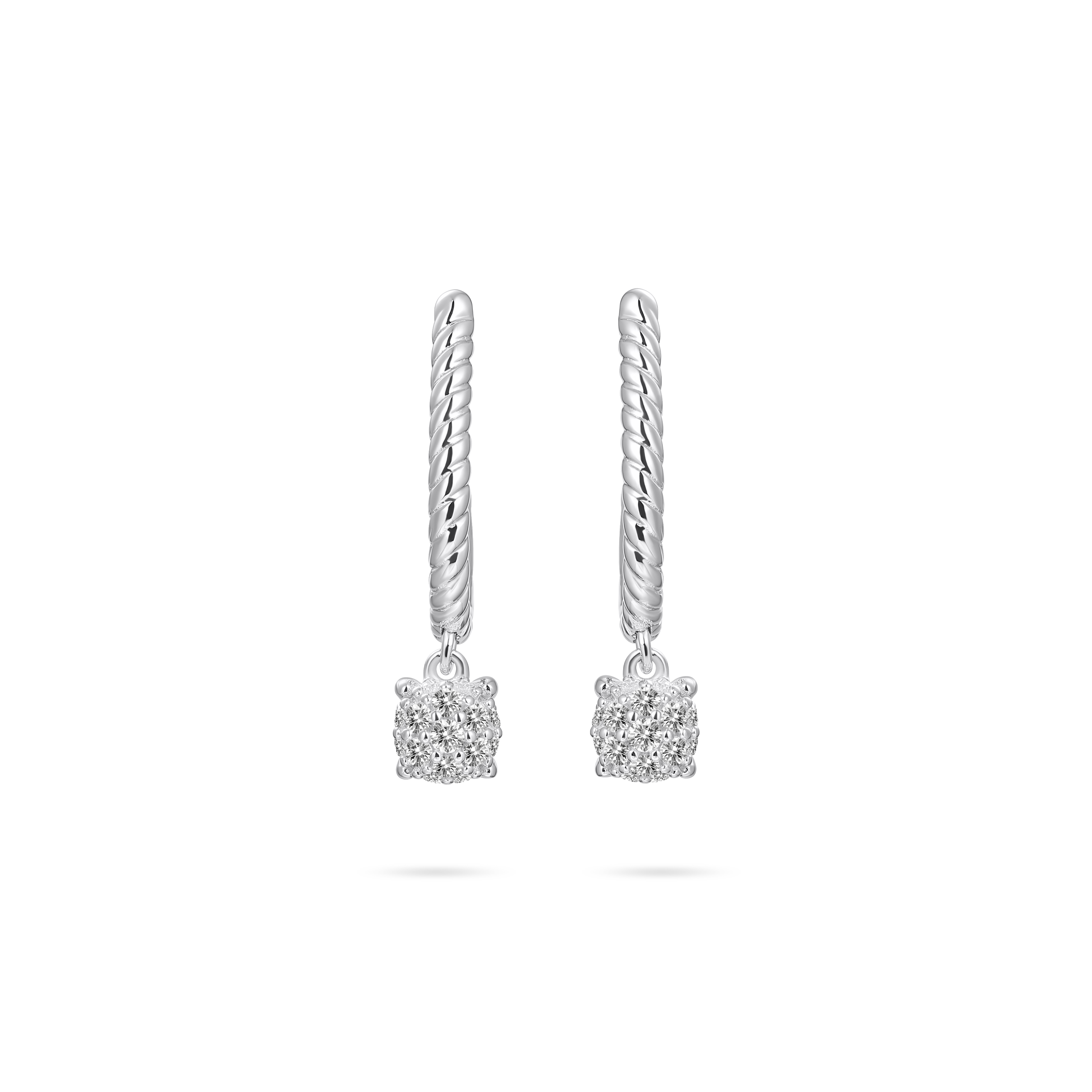 Pave Charm Hoop Earrings Silver Gisser Jewels