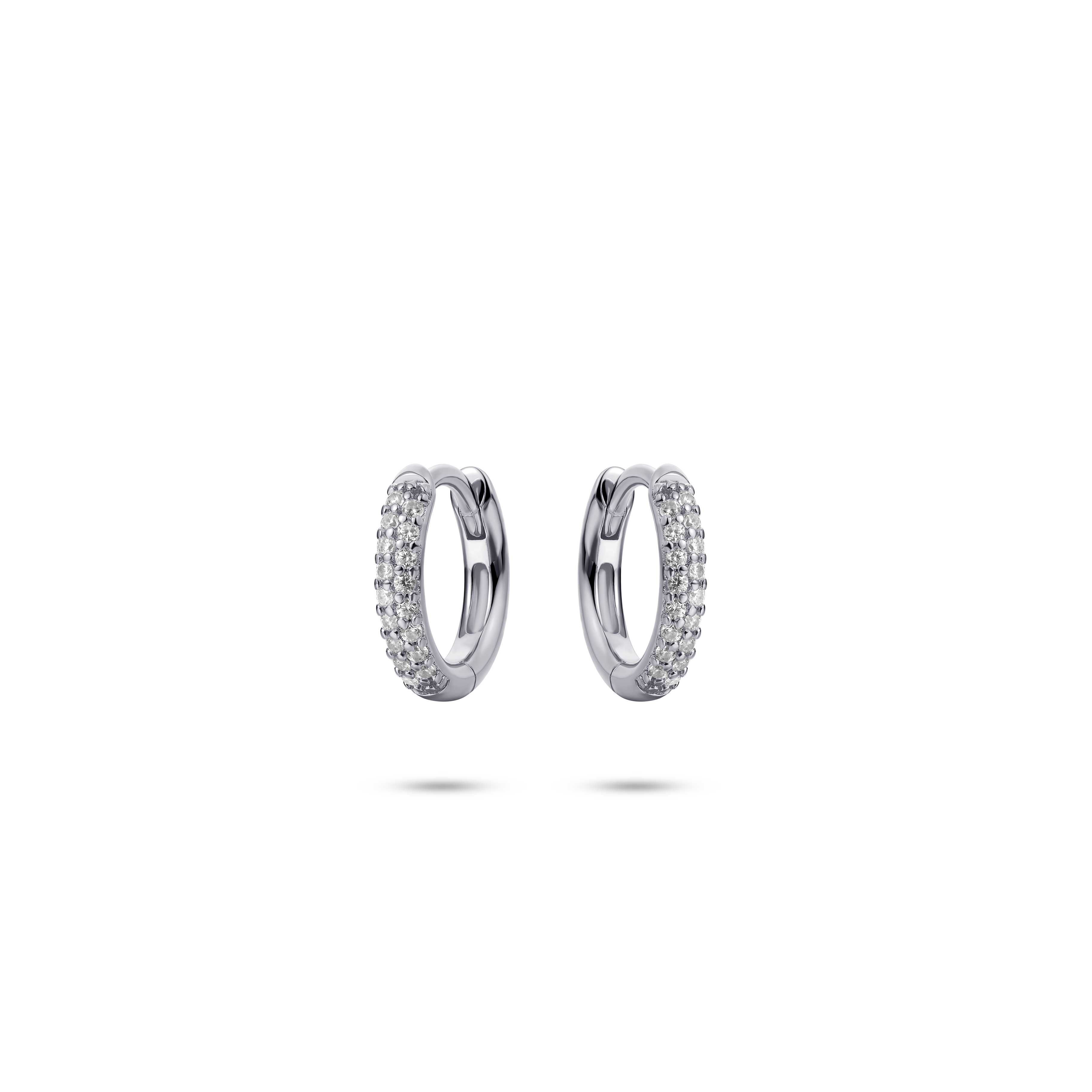 Sterling Silver 12mm Pavé Zirconia Hoops