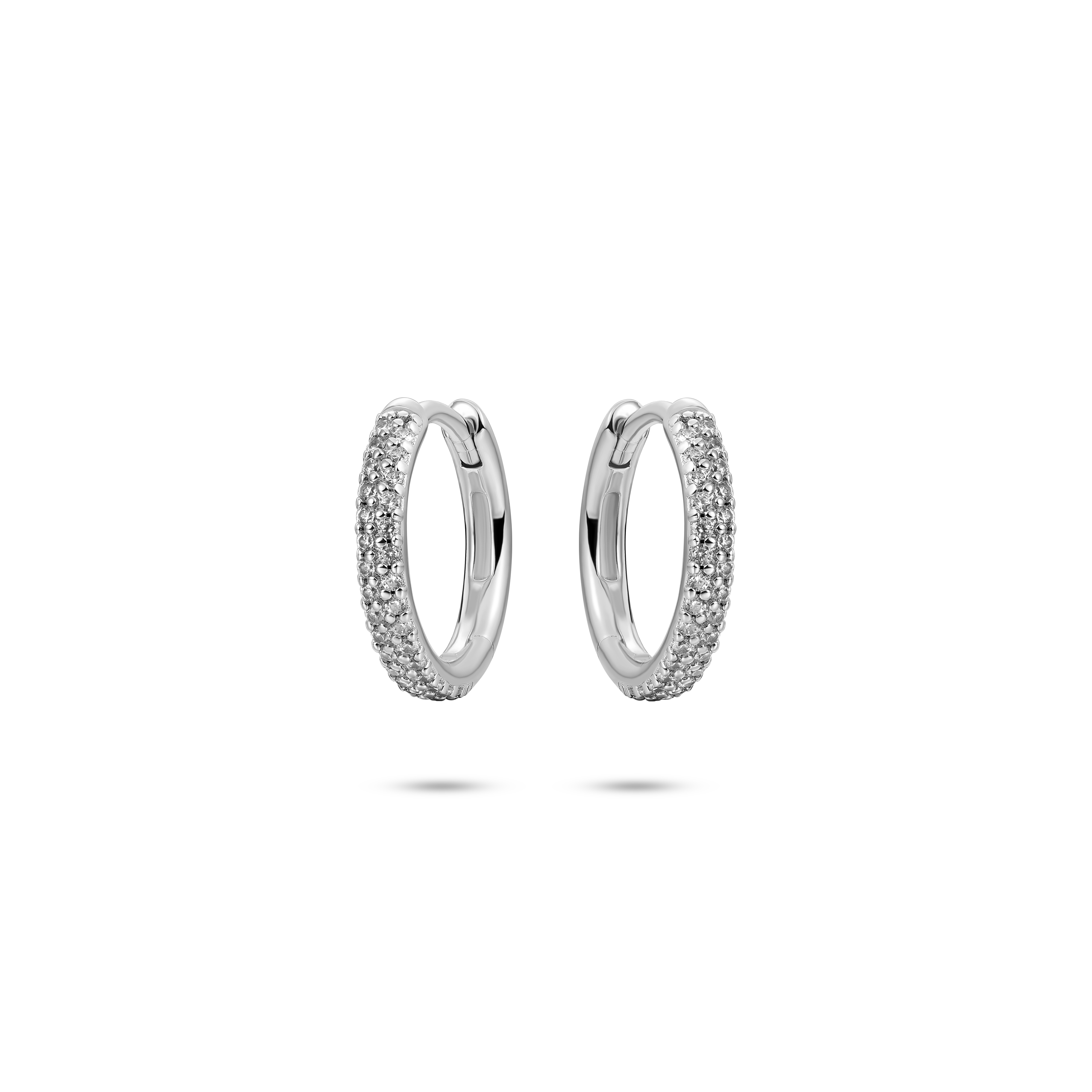 Sterling Silver 15mm Pavé Zirconia Hoops